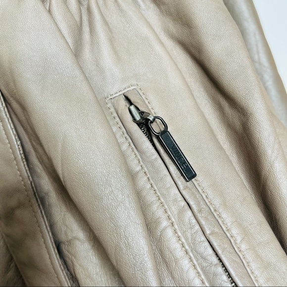 VINCE tan leather utility jacket size L